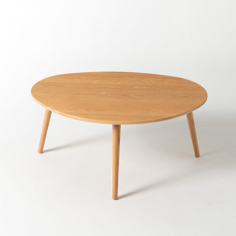 33.5"W Solid Oak Modern Coffee Table, Oak, 33.5”W, 1