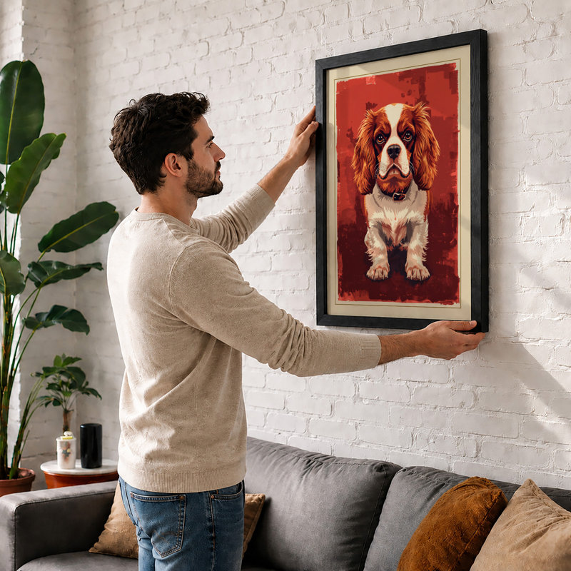 Cavalier Portrait Vintage - Print, A2 - 59.4 x 42.0 cm, Oak