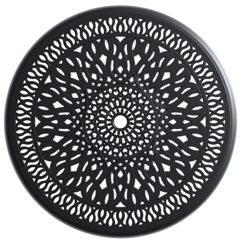 Table de patio de 36,35 po avec cadre noir en fonte d'aluminium