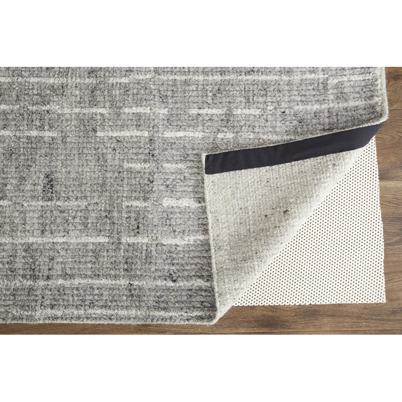 Alford Wool Striped Area Rug in Gray, Rectangle 7'9" x 9'9"