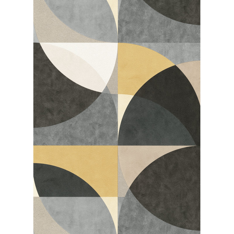 Rouleau de papier peint texturé L 33 pi x l 21 po, Gris / argent / noir / jaune / beige