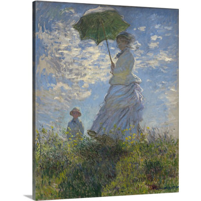 'Woman with a Parasol - Madame Monet and Her Son, 1875' by Claude Monet Painting Print