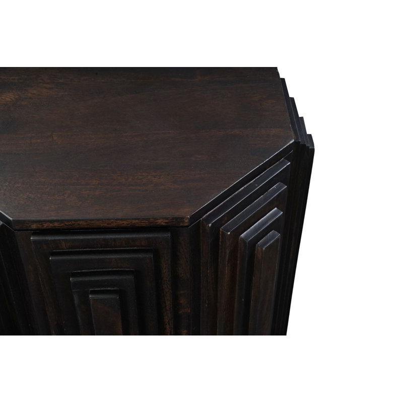 Table d'appoint octogonale 22 po x 26 po Rustic Brown, Bois brun foncé