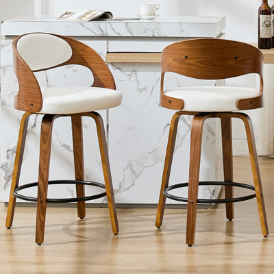Tabourets de bar pivotants en similicuir 30 po Modern, tabourets de bar en bois avec repose-pieds