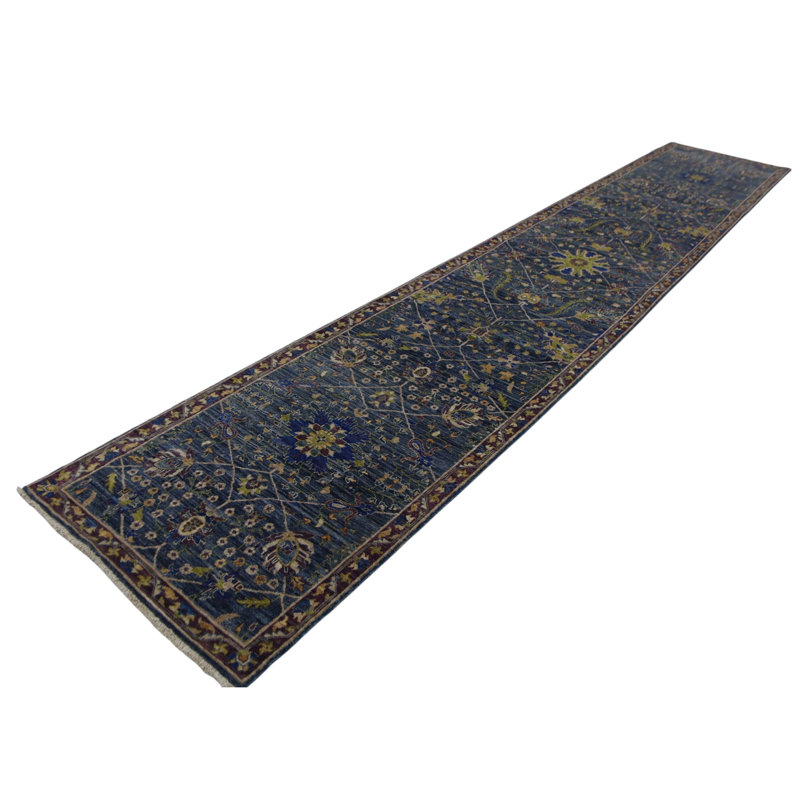 Hand Knotted Wool Area Rug in Gray And Purple