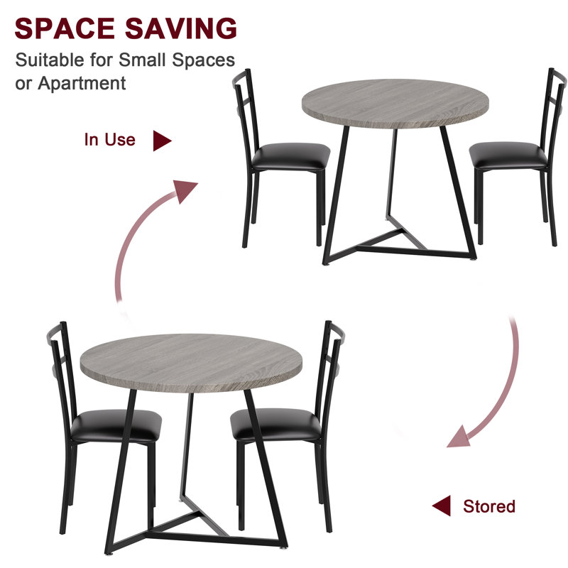 3 - Piece Dining Set, Gray/Black