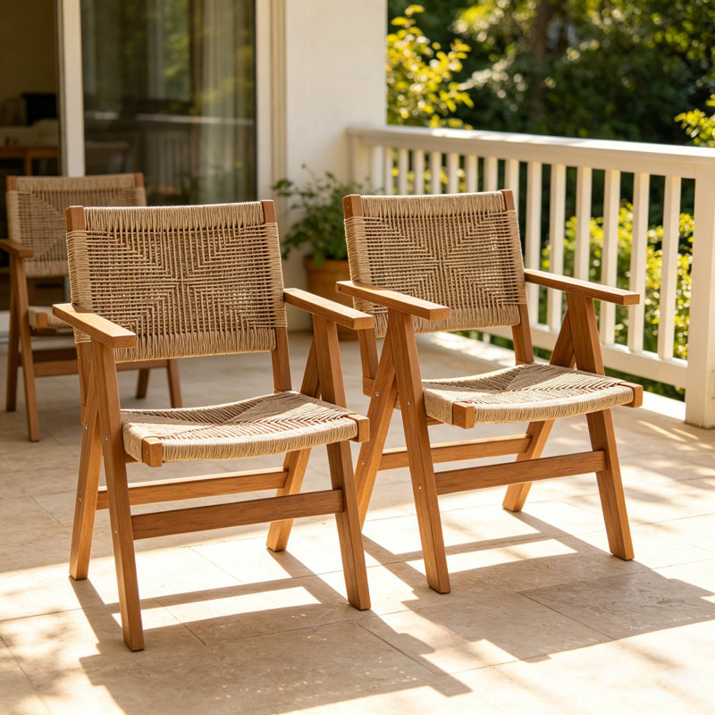 Ensemble de 2 chaises de salle à manger d'extérieur robustes idéales pour les soirées de terrasse et les repas en plein air toute l'année