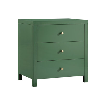 Table de chevet pour chambre à coucher, table de chevet à 3 tiroirs avec boutons modernes en or brossé et fabrication durable