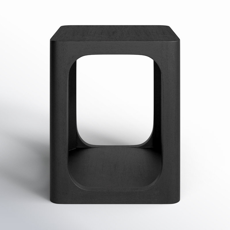 Sybil Solid Wood End Table, Black, 22" x 18"