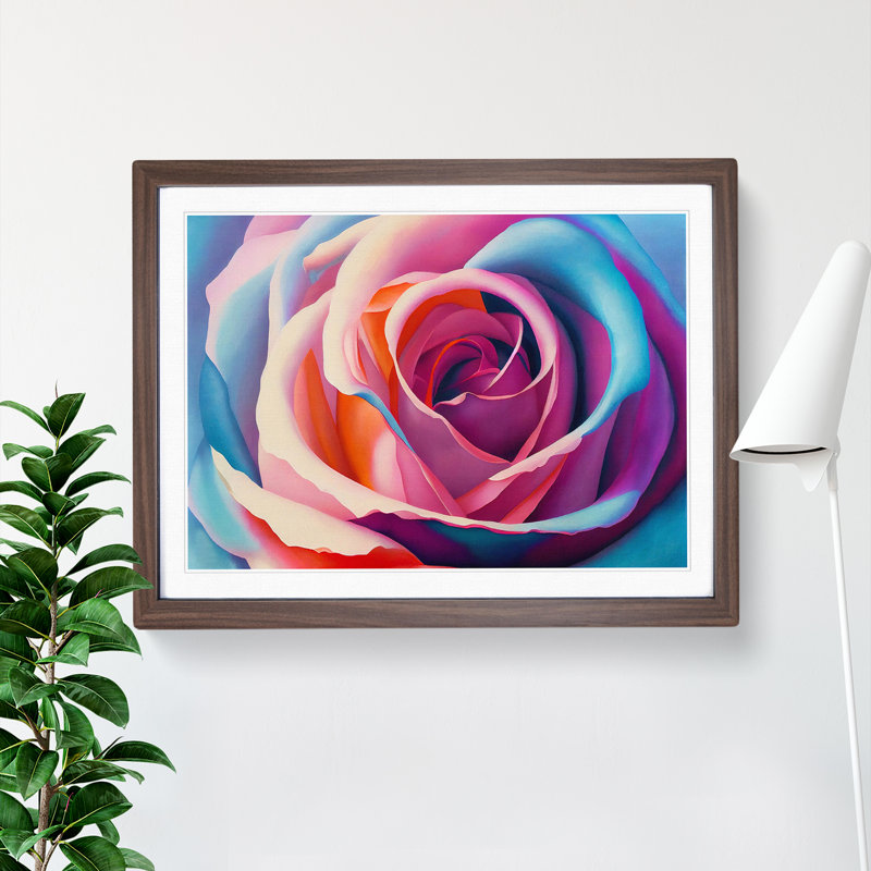 Colourful Rose Flower Vol.3 - Single Picture Frame Print, Walnut Framed, 46cm H x 64cm W x 2cm D