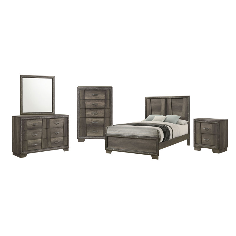 Ensemble de chambre configurable avec lit à panneaux 5 pièces Kerrilyn, Grand