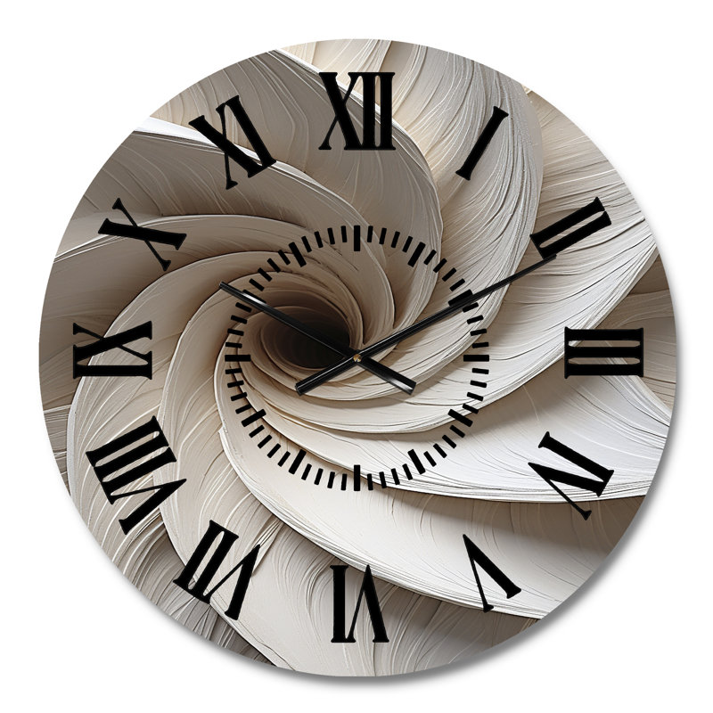 Horloge murale à spirales abstraites blanches, Médium