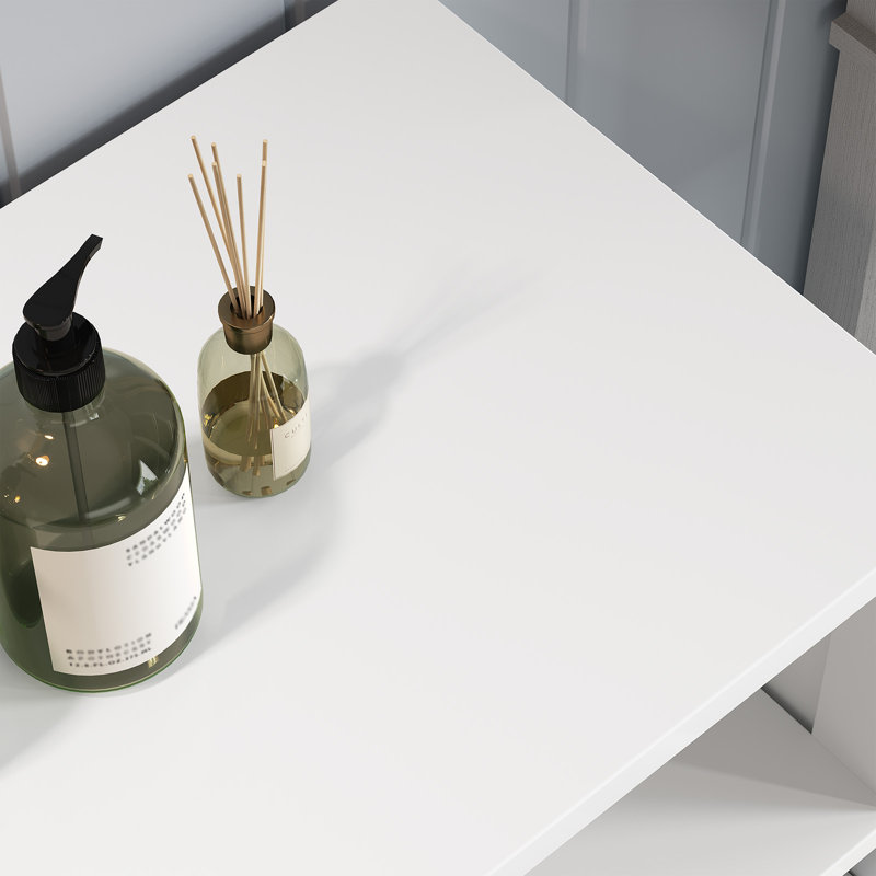 Armoire de rangement blanche 24,8 po à 2 portes et 2 tiroirs pour salle de bain, salon et chambre à coucher