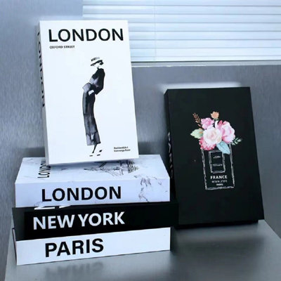 Ensemble de livres décoratifs noirs et blancs, ensemble de faux livres 3 pièces pour tables basses, bibliothèques, manteaux, accessoires de décoration intérieure et de photographie
