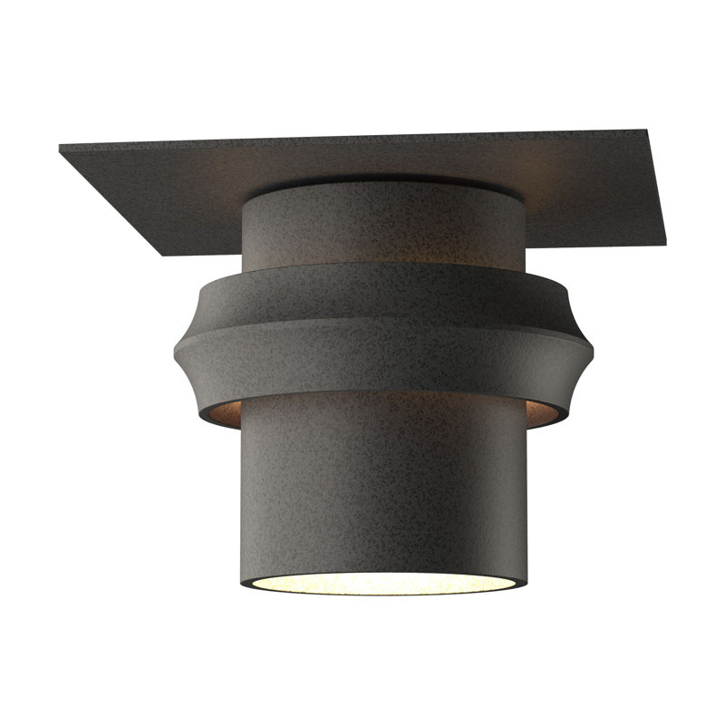 Plafonnier semi-encastré d'extérieur à 1 ampoule Twilight, Fer naturel, H 6,8 po x l 9 po x P 9 po
