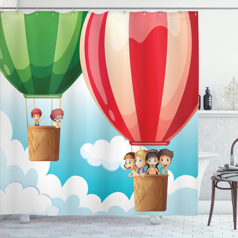 East Urban Home Explore Shower Curtain in Balloons, 70"H x 69"W