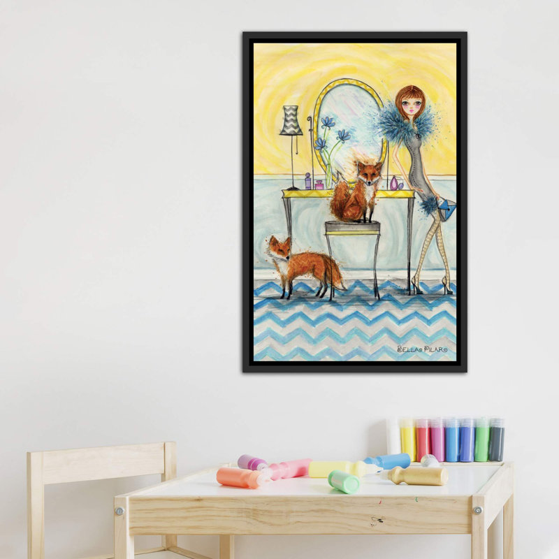 Art fiona et fox, H 40 po x l 26 po x P 1,5 po, Toile avec cadre noir patiné