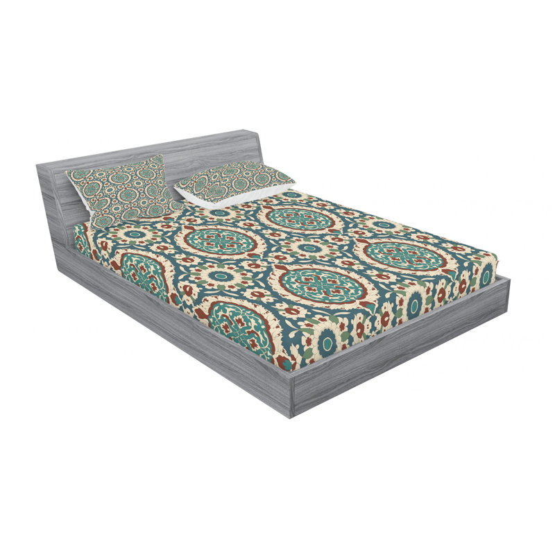 Microfiber Damask Sheet Set, Full Sheet Set with Fitted Sheet