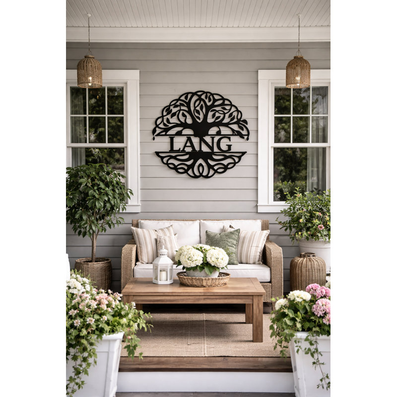 Décoration murale arbre de vie avec monogramme, H 30 po x l 30 po x P 0,25 po