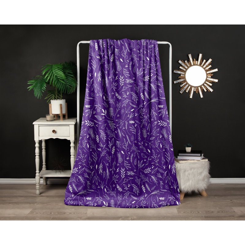 Throw Blanket, 51" W x 60" L, Floral/Abstract, Purple
