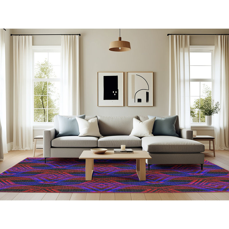 Tapis mauve / bleu Power Loom, Rectangle 6 pi x 9 pi