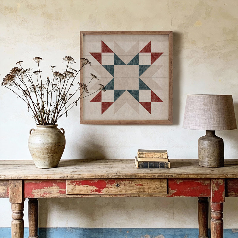 Liberty Star Quilt Block, 16" H x 16" W