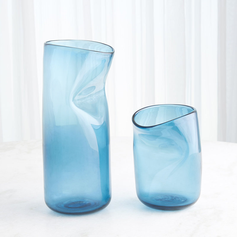 Contour Vase, 15" H x 7.25" W x 6.75" D, Blue