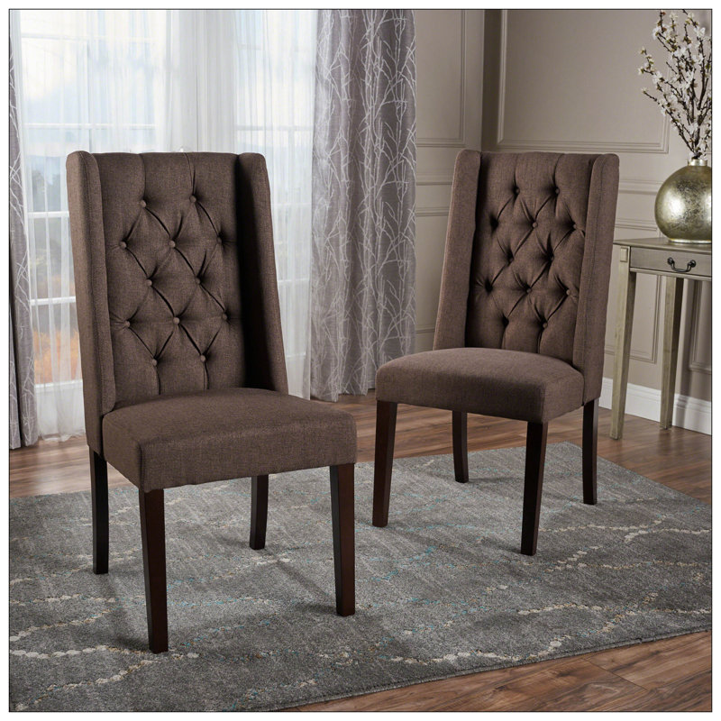 Ensemble de 2 chaises de salle à manger élégantes et capitonnées de style contemporain avec dossier haut et pieds en bois de bouleau pour plus de confort et de style