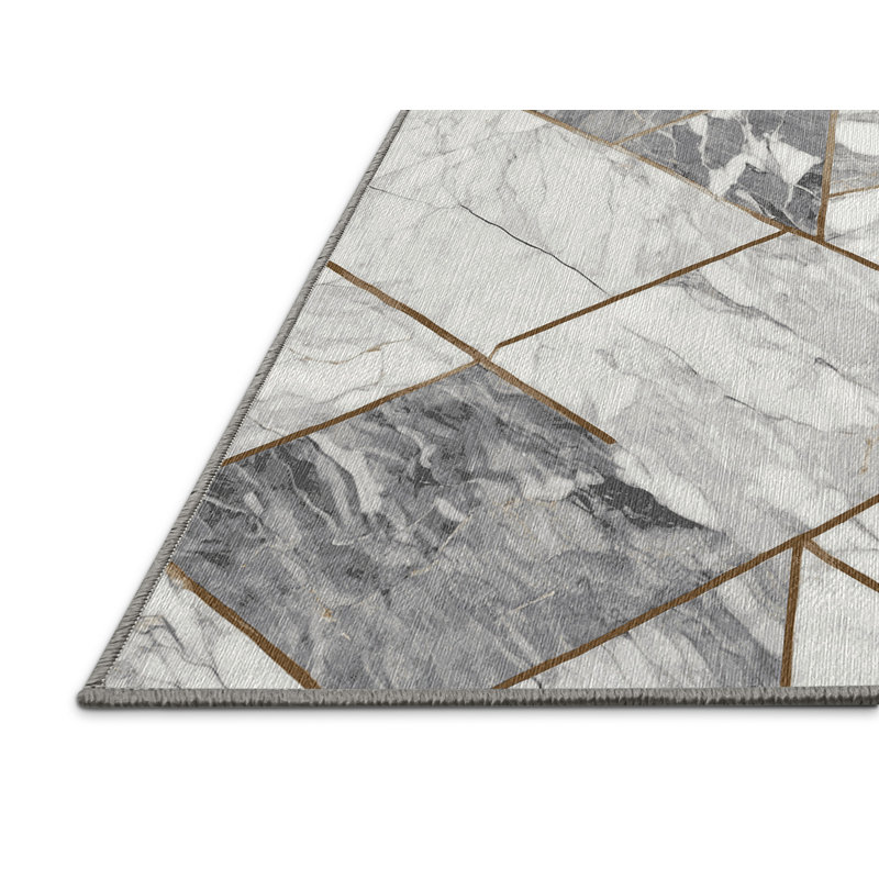 Tapis gris lavable à la machine, Rond 8 pi