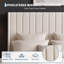 Structure de lit très grand en velours avec tête de lit à oreilles de 52 po de hauteur, espace de rangement beige sous le lit, tête de lit haute, style Morden, assemblage simple, dossier rembourré confortable-133287330-133287333