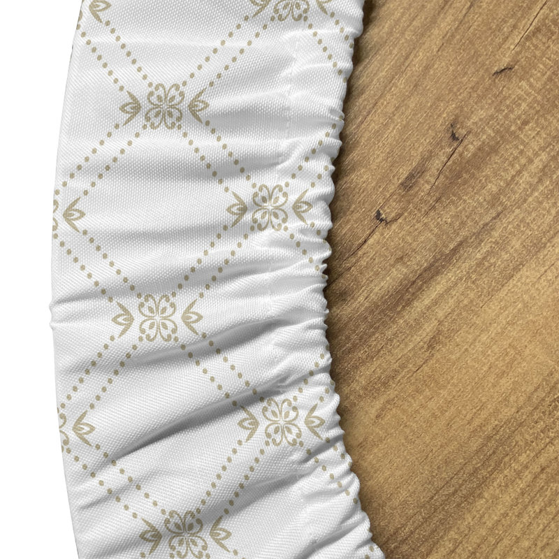 Ebern Designs Trellis Fitted Round Tablecloth Dusk and White, 47.24" Round