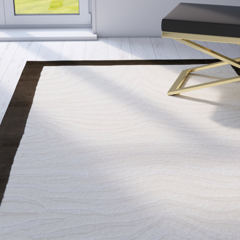 Tapis ivoire en laine touffeté à la main Christoper, Rectangle 7 pi 6 po x 9 pi 6 po