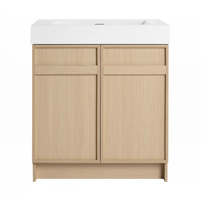 Meuble-lavabo autoportant avec lavabo en résine blanche