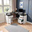 Bureau en L 59 po cannelé avec station de charge et armoire de rangement 59 po Modern-248989280