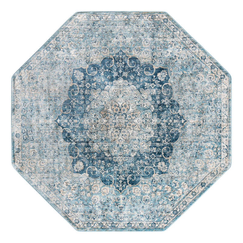 Tapis bleu marine Alabama, Octogone 7 pi x 7 pi