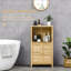 Armoire de salle de bain en bambou avec plusieurs tablettes et portes