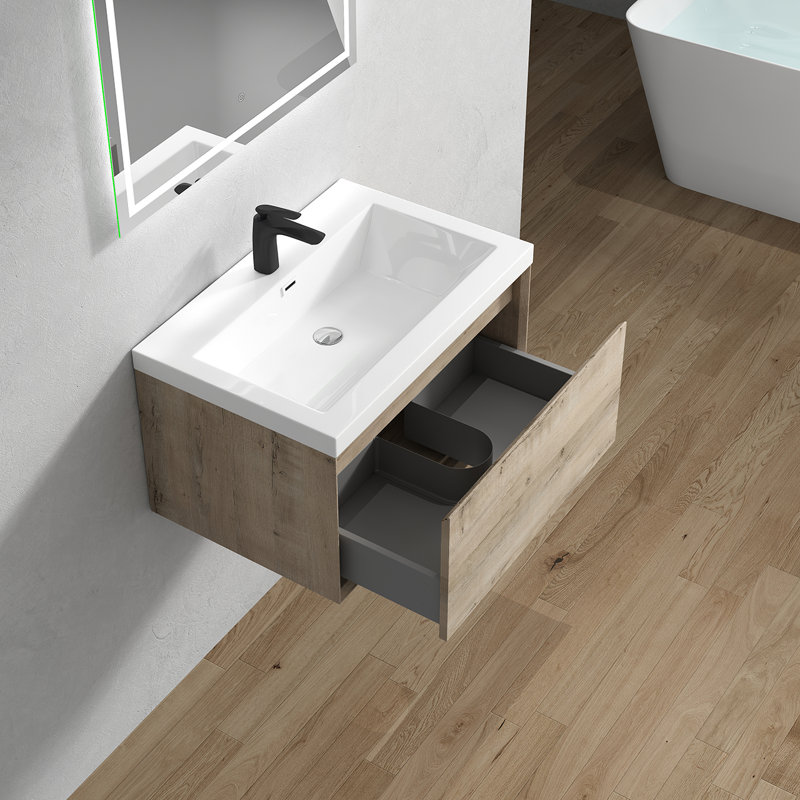 Meuble-lavabo mural simple l 29,5 po x P 19,6 po x H 17,7 po Creolia, Chêne clair