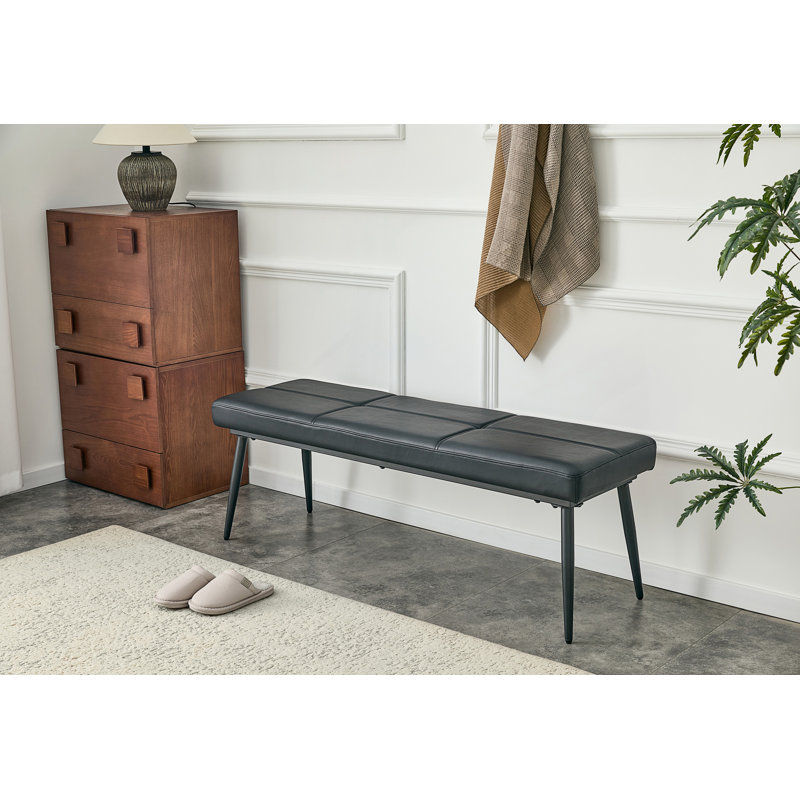 Ensemble de 1 banc de salle à manger, banc rembourré, Noir, Noir, Noir