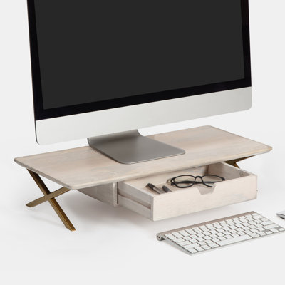 Sumekh Wood Monitor Stand with Drawer