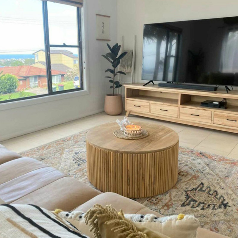 Table basse en bois massif Wind Wabi-Sabi, H 14,96 po x L 23,62 po x l 23,62 po