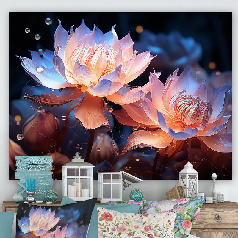 «Beautiful Rainy Lotus Dance IV», reproduction sur toile, Toile tendue, H 34 po x l 44 po