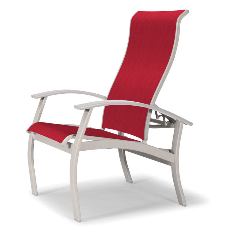 Chaise de patio Askar, Rouge 1D Sunbrella®, Blanc, Neige texturée