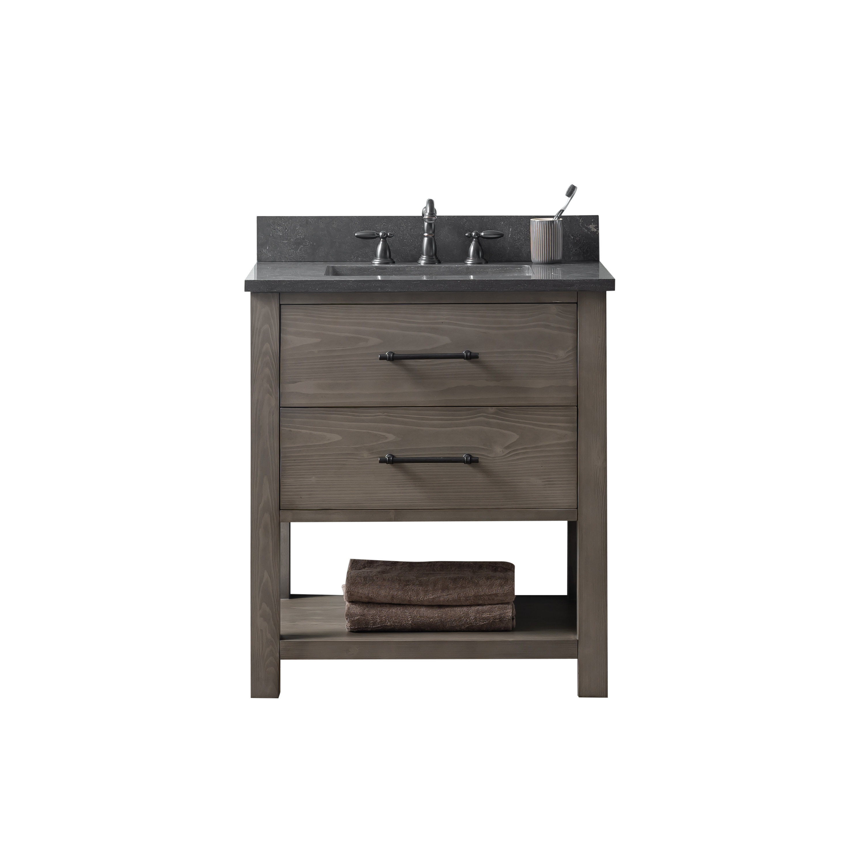 30'' Bathroom Vanity with Sink, Modern Bathroom Cabinet with Towel Rack,  Freestanding Bathroom Vanity with Drawer and Shelves - Bed Bath & Beyond -  38447445