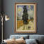 «Road with Cypress Trees» par Vincent Van Gogh - peinture sur toile à cadre unique-86450569