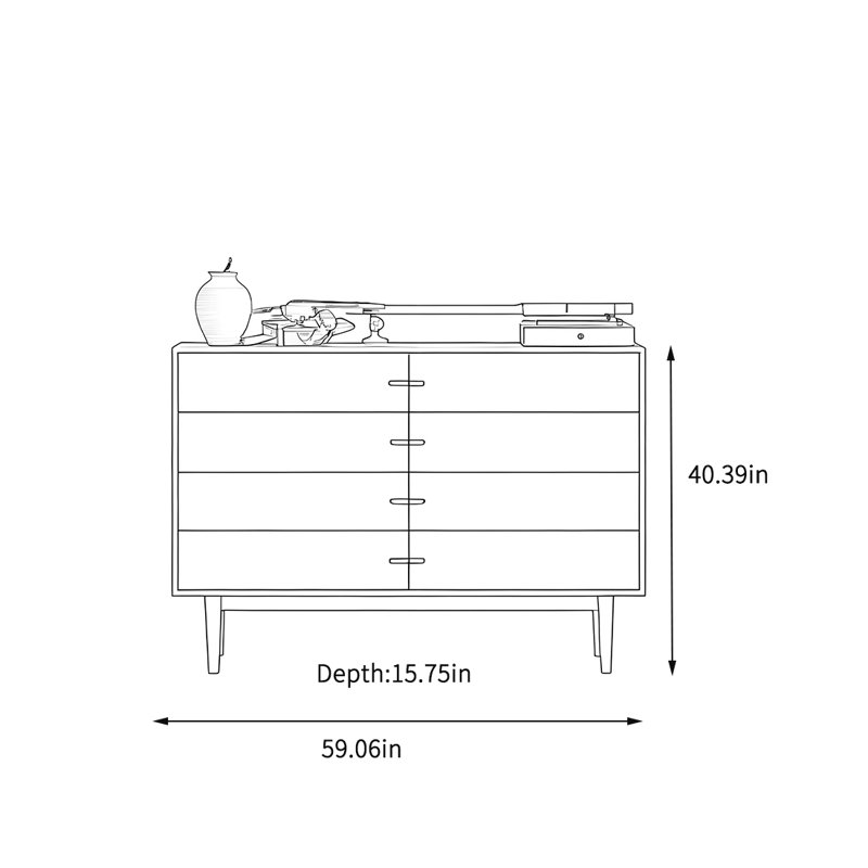 Armoire de rangement simple, H 40,39 po x l 59,06 po x P 15,75 po
