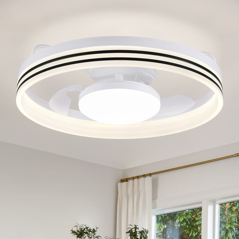 Ventilateur de plafond encastré à intensité variable 20 po avec lumières DEL, Blanc