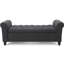Banc de rangement moderne en tissu avec accoudoirs à boutons et accoudoirs roulés de luxe gris foncé