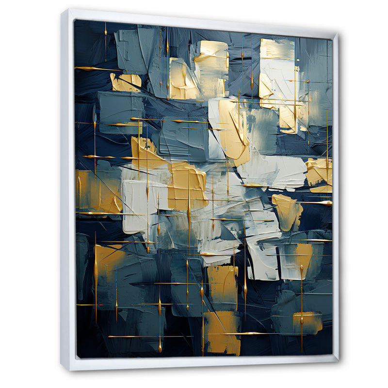 Comfort of Glory, expressionnisme abstrait bleu I - peinture abstraite, art mural, salon, Cadre flottant blanc, 20" H x 12" W