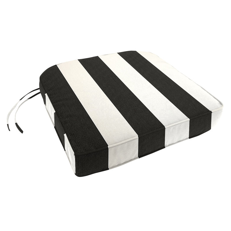 Encinitas Sunbrella Outdoor 3.5'' Dining Chair Cushion, Cabana Classic Black Stripe Sunbrella®, 3.5" H x 23" W x 17" D