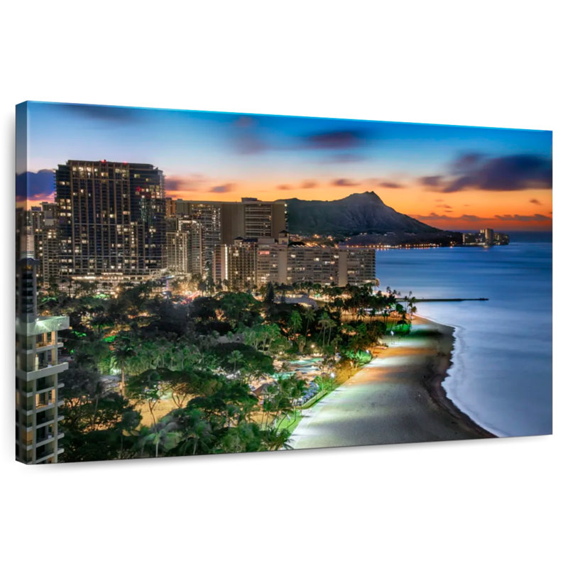 Gillard Waikiki Coast Sundown, H 26 po x l 39 po